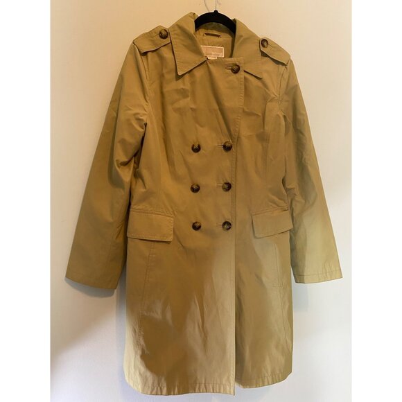 Michael Kors Trench Coat Beige Double-Breasted 39" Long Large - Picture 2 of 14